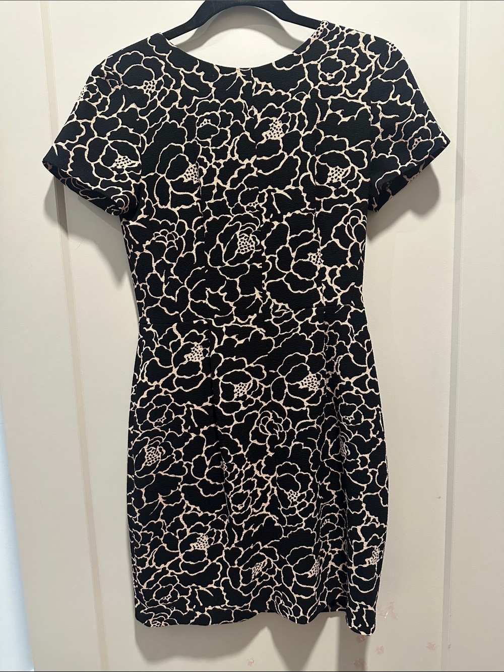Club Monaco Black and Cream Floral Mini Dress